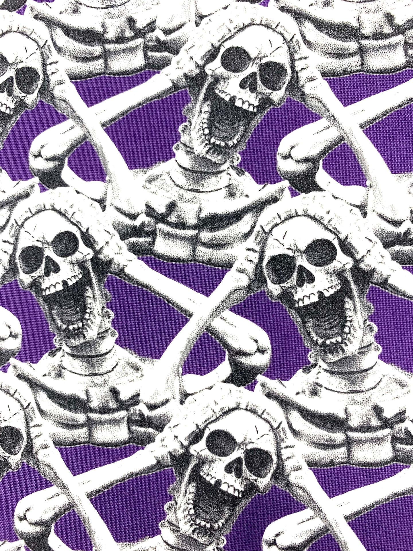 Purple Skeleton Pattern Fabric Wallpaper