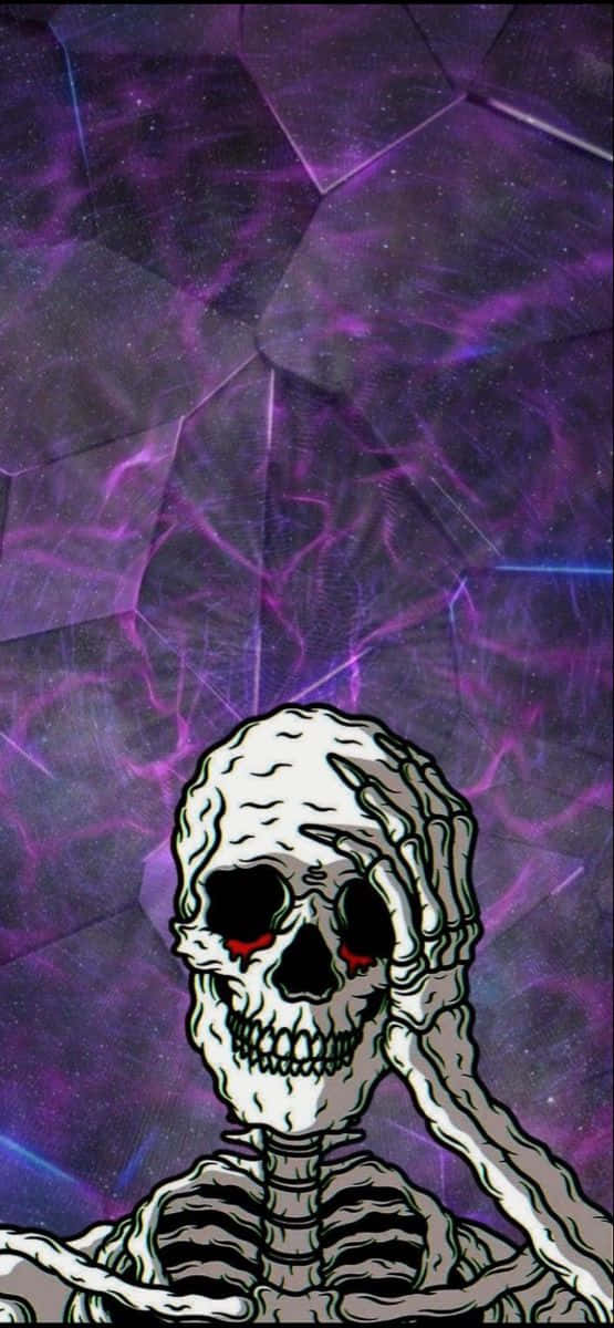 Purple Skeleton Thinking Aesthetic Wallpaper