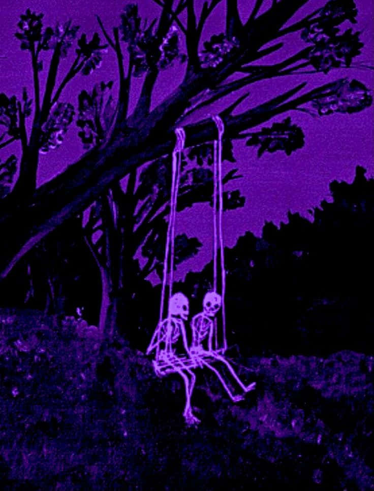 Purple Skeletons Swinging Aesthetic.jpg Wallpaper