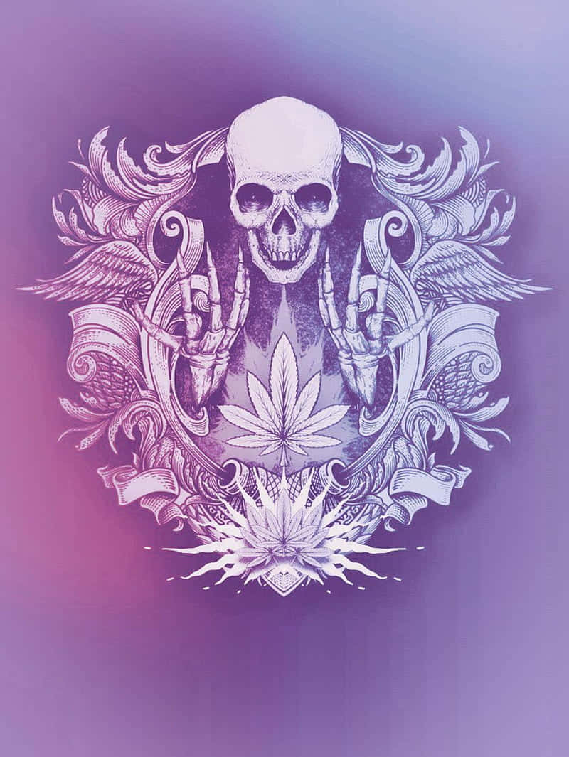 Purple Skull Cannabis Artwork Wallpaper