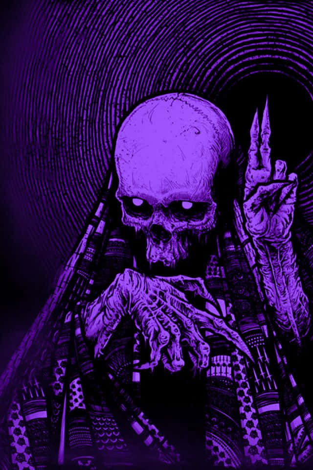 Purple Skull Conjuring Magic Aesthetic Wallpaper