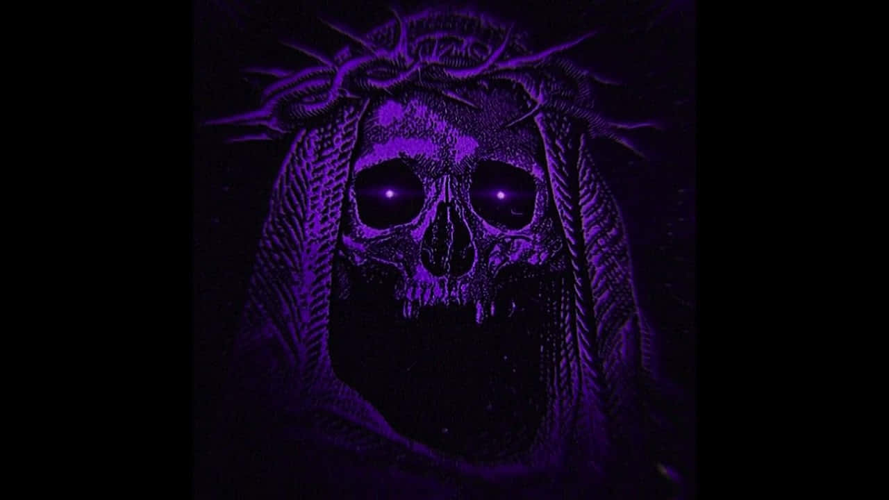 Purple Skull Glowing Eyes Aesthetic.jpg Wallpaper
