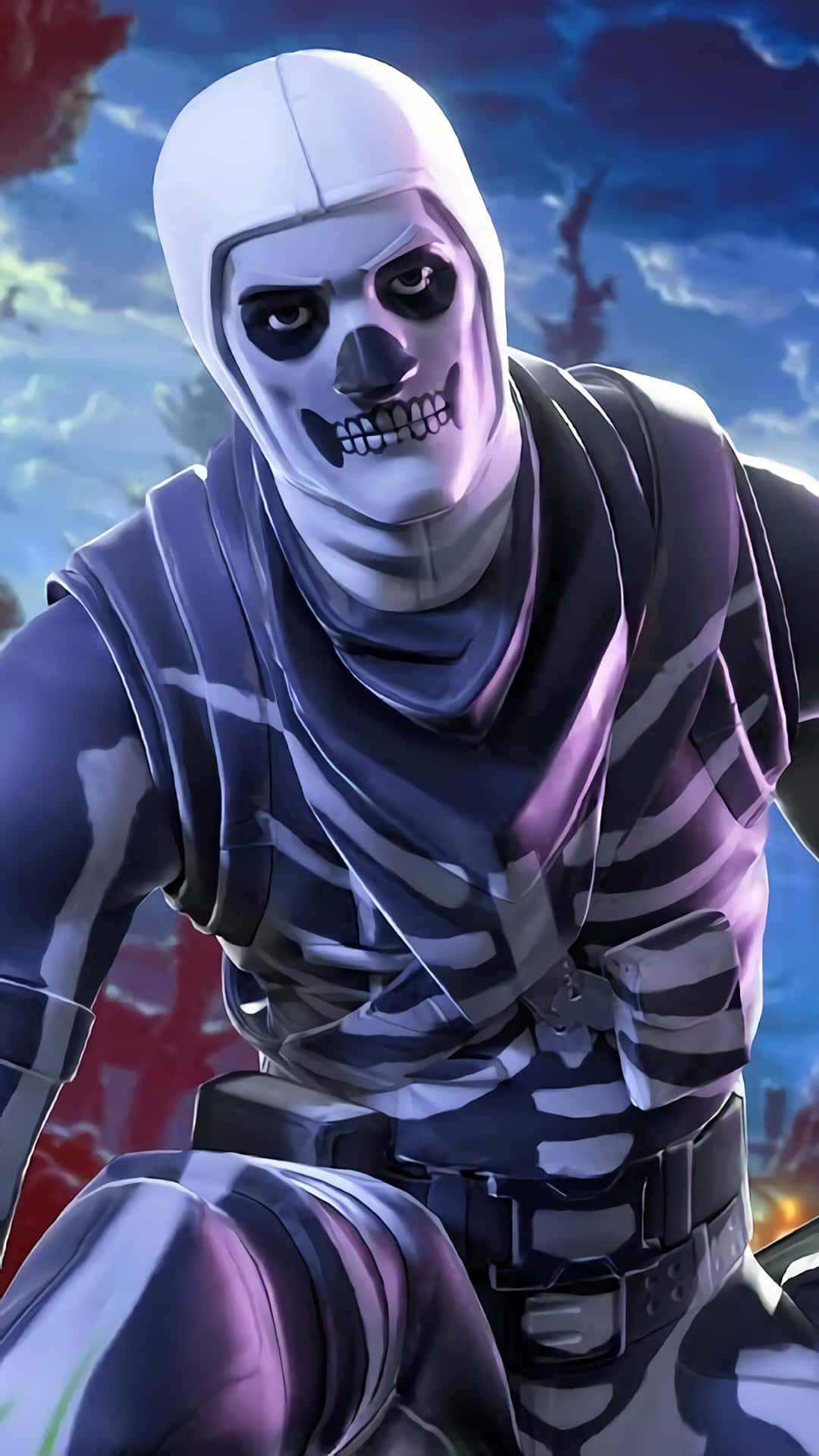 Uppsläppdin Inre Gamer Med Det Nya Purple Skull Trooper-klädsetet! Wallpaper