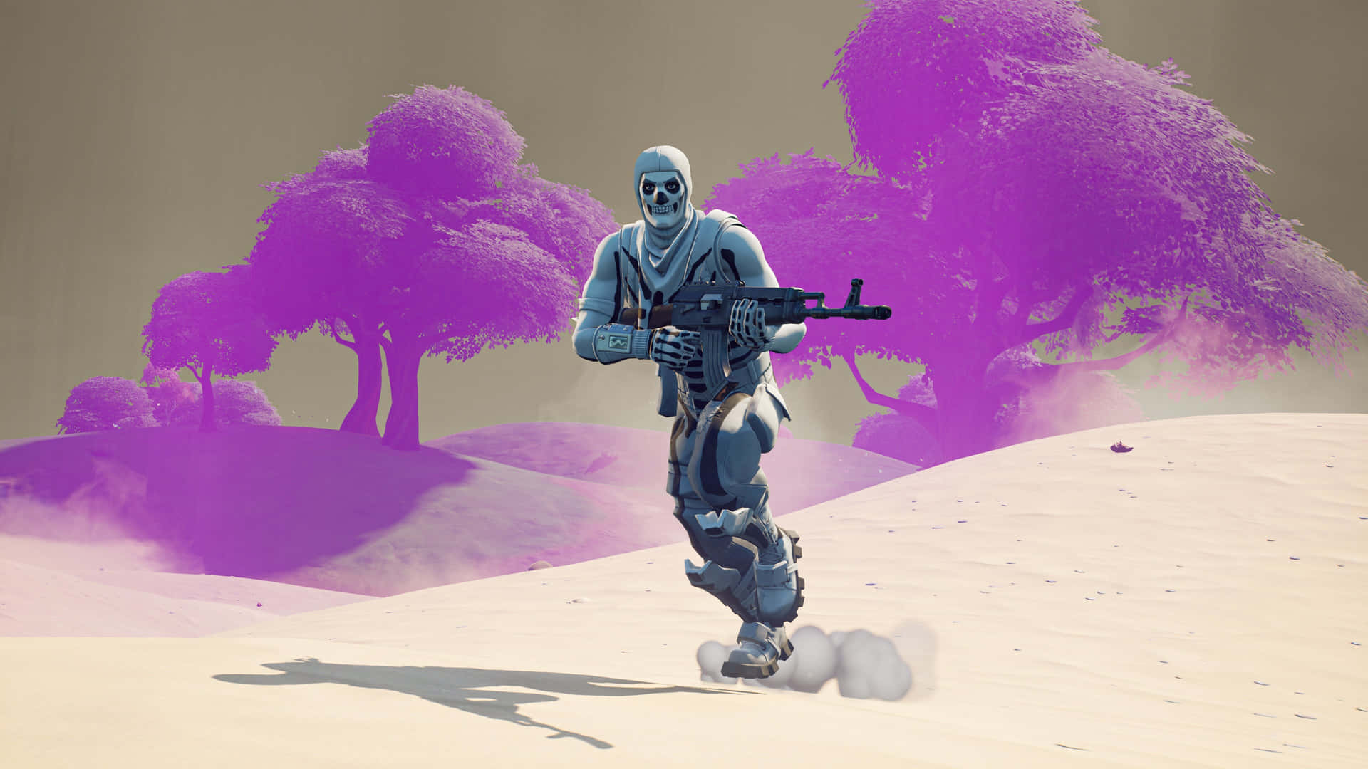 Fortniteen Man I En Lila Kostym Som Står I Öknen. (note: The Swedish Language Doesn't Have Specific Terms For Computer/mobile Wallpaper So This Is The Most Accurate Translation In This Context) Wallpaper