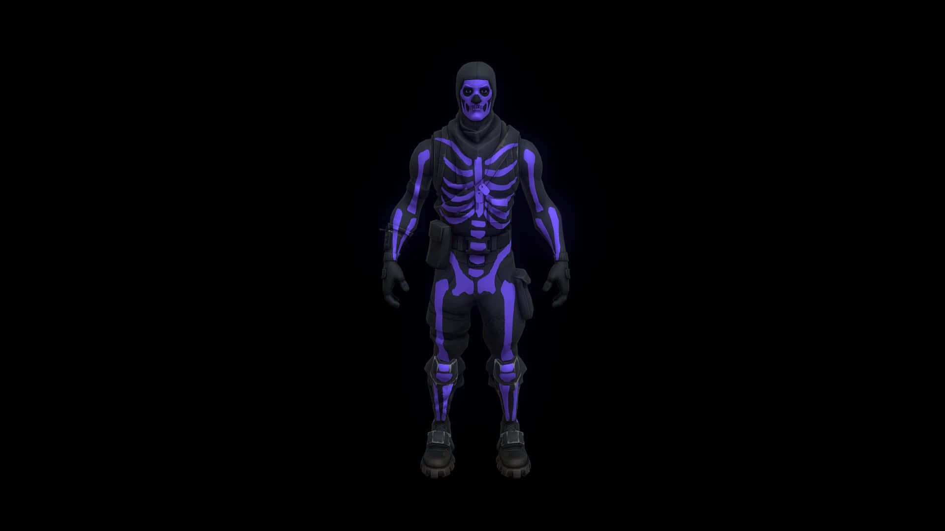 A Skeleton In A Purple Suit Standing On A Black Background Wallpaper