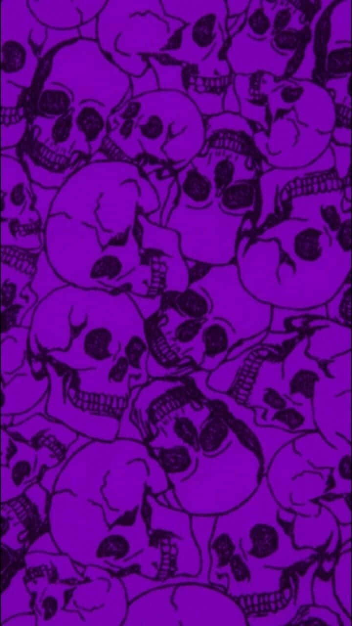 Purple Skulls Pattern_ Trippy Aesthetic Wallpaper