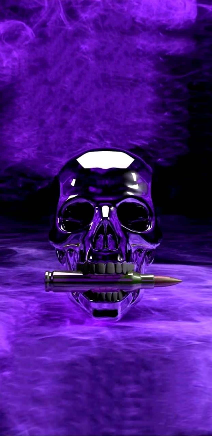 Purple Skullwith Bullet Aesthetic Wallpaper