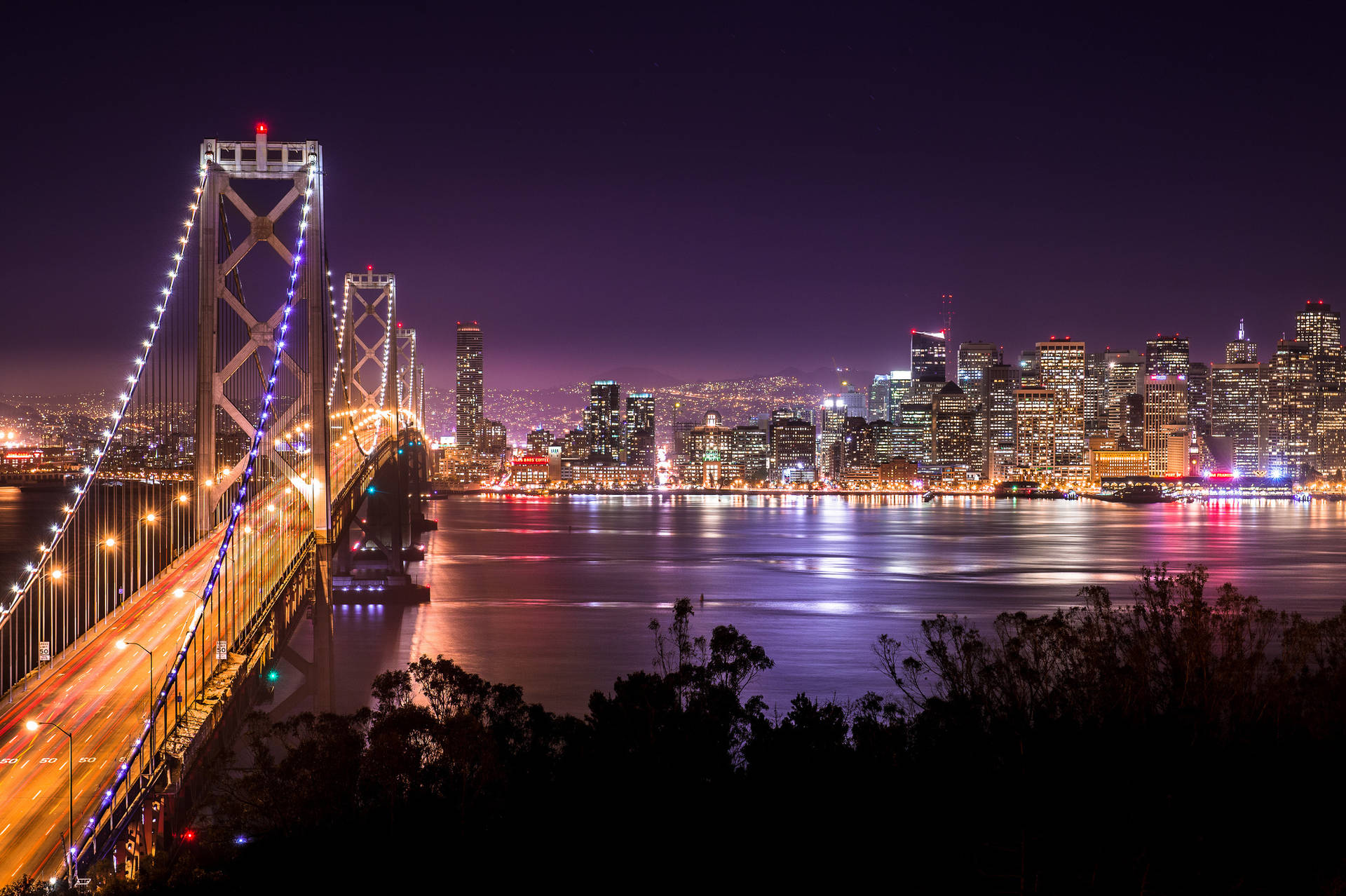 Purple Sky Bay Bridge San Francisco Photography