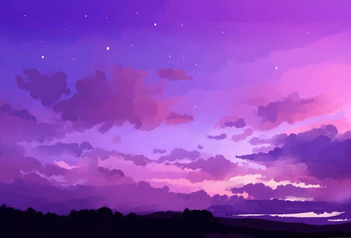Purple Sky Digital Artwork Wallpaper