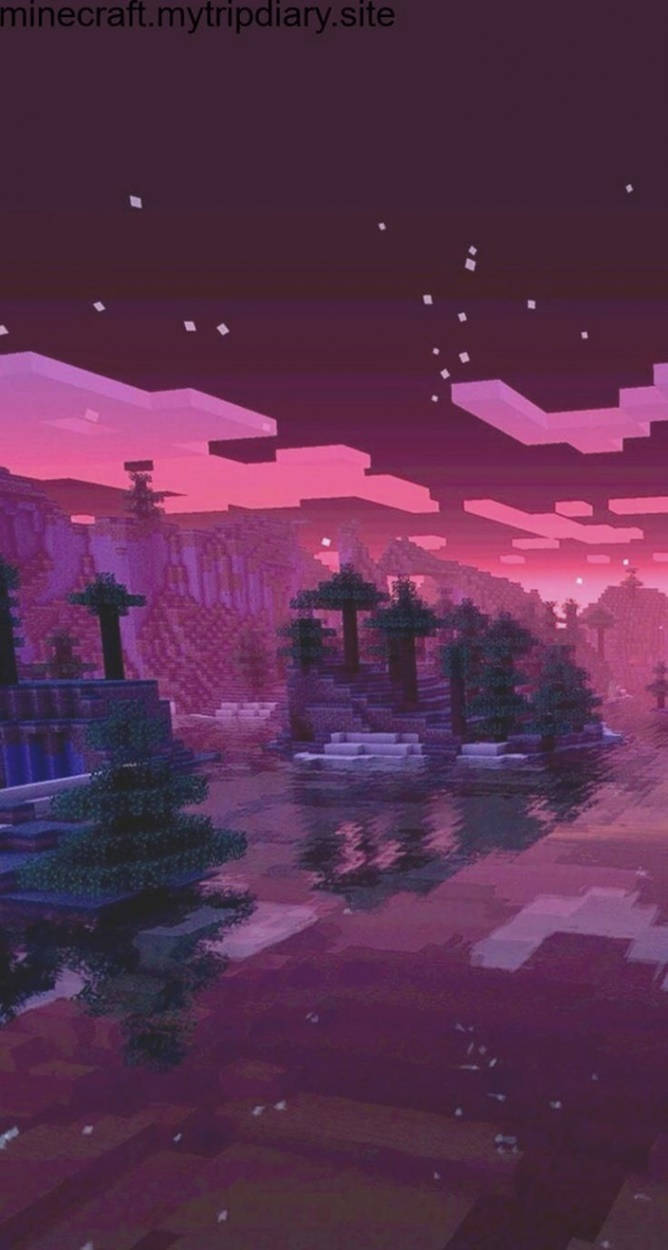 Purple Sky Minecraft Iphone Wallpaper