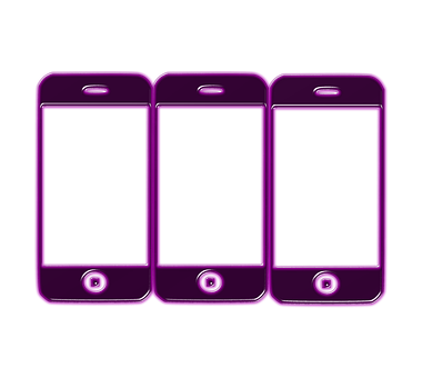 Purple Smartphones Black Background PNG