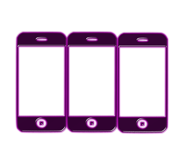 Purple Smartphones Row PNG