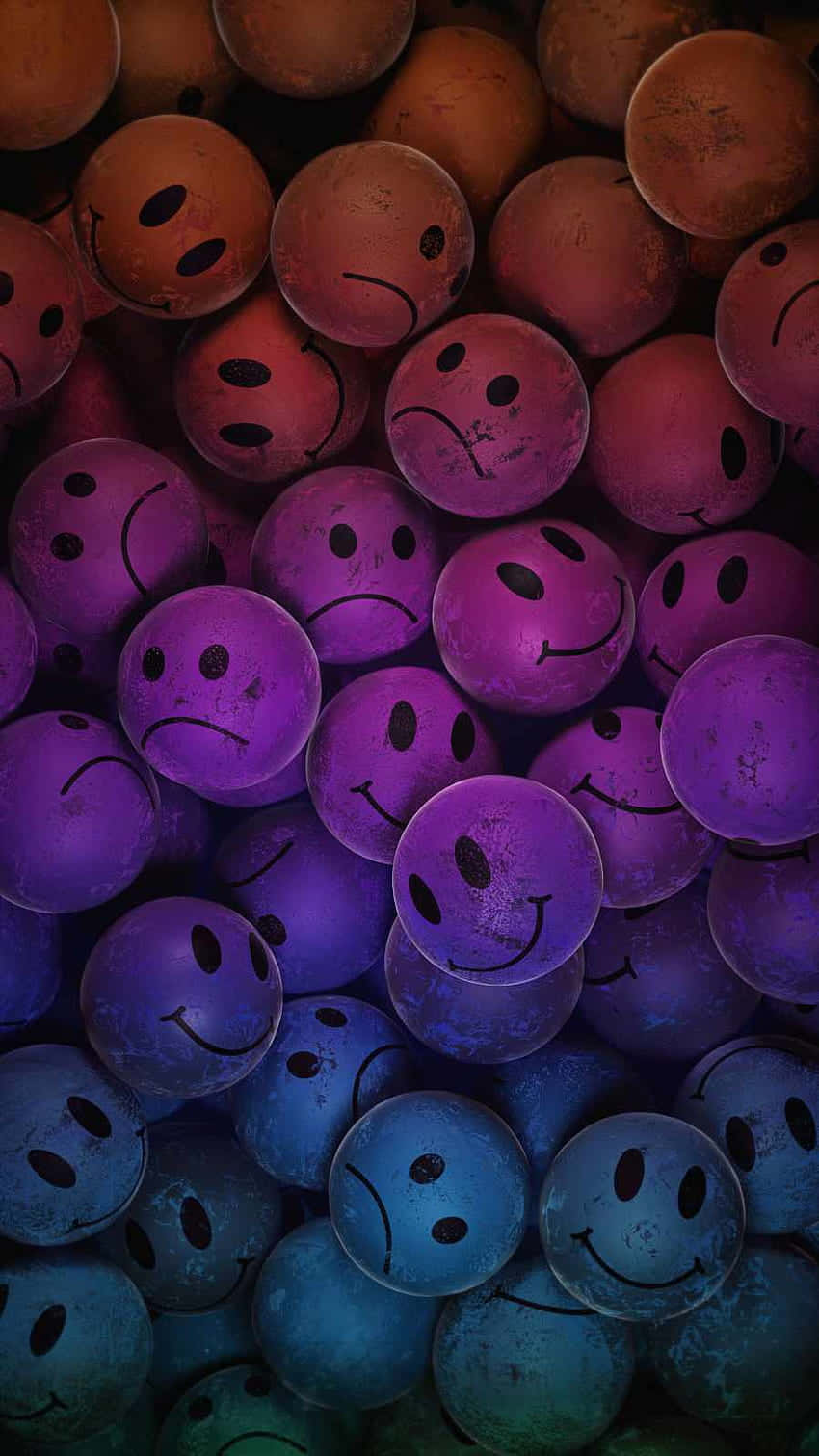 Purple Smiley Face Balls Gradient Background Wallpaper