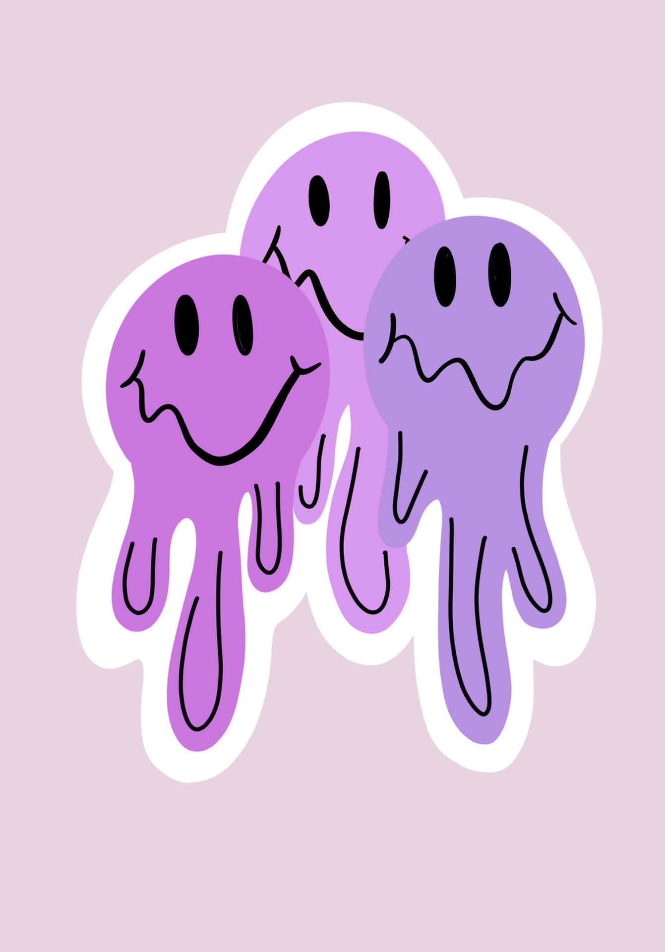 Purple Smiley Face Trio Sticker Wallpaper