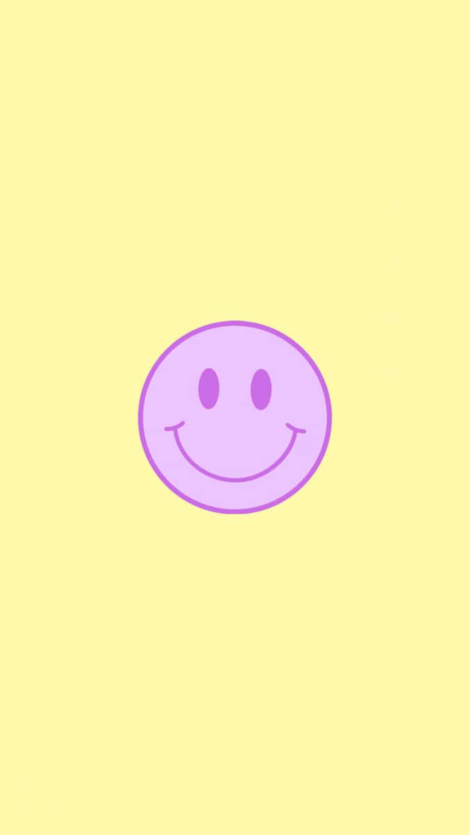 Purple Smiley Face Yellow Background Wallpaper