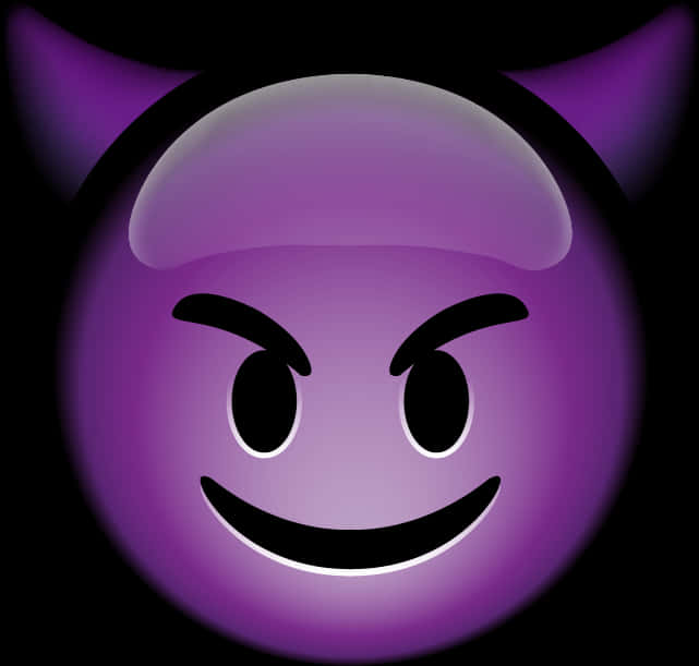 Purple Smiling Emojiwith Devil Horns PNG