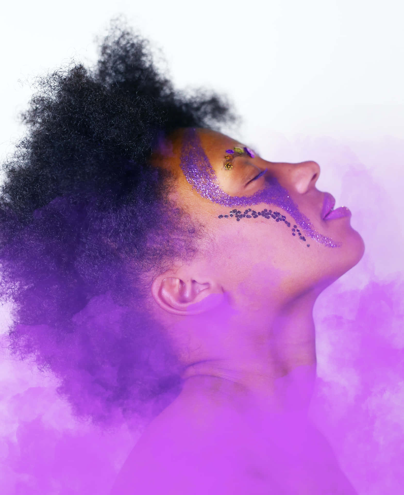 A striking vivid purple smoke background