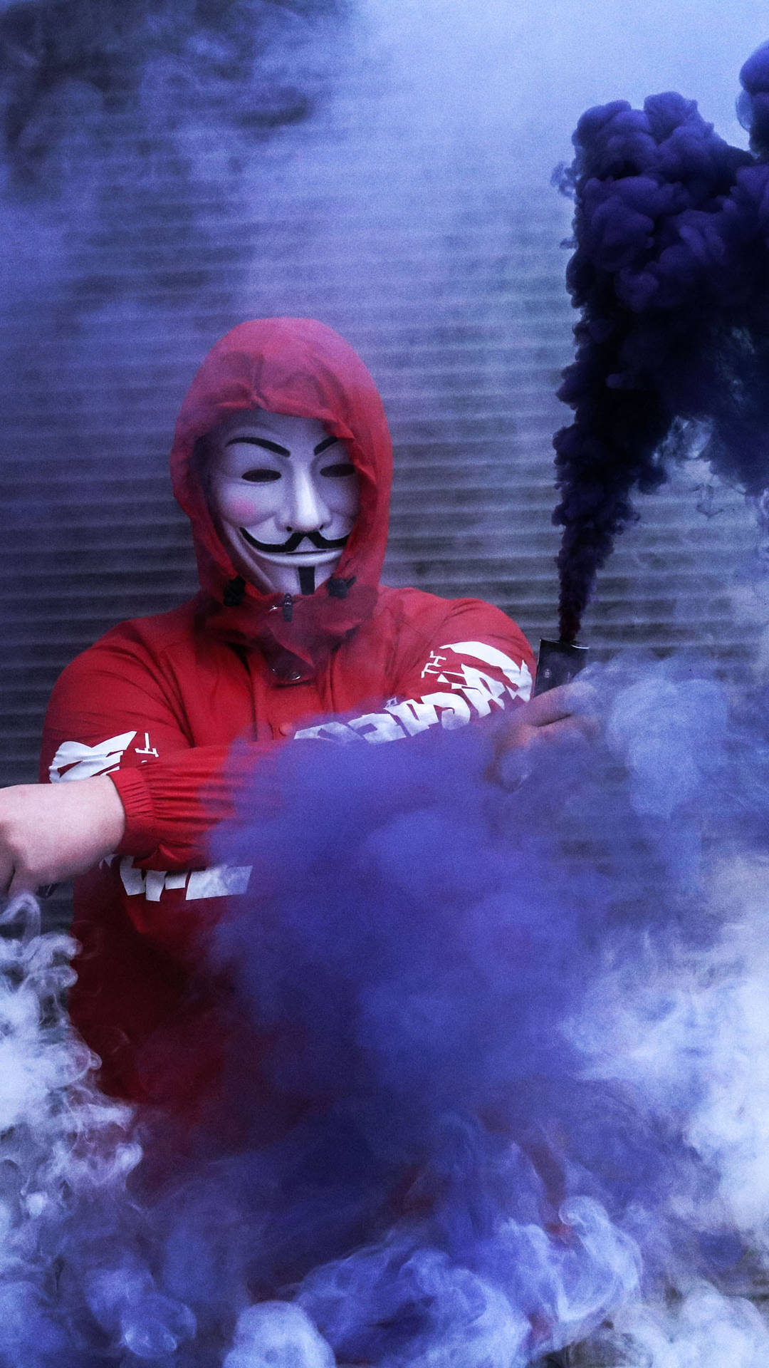 Purple Smoke With Hacker Mask
