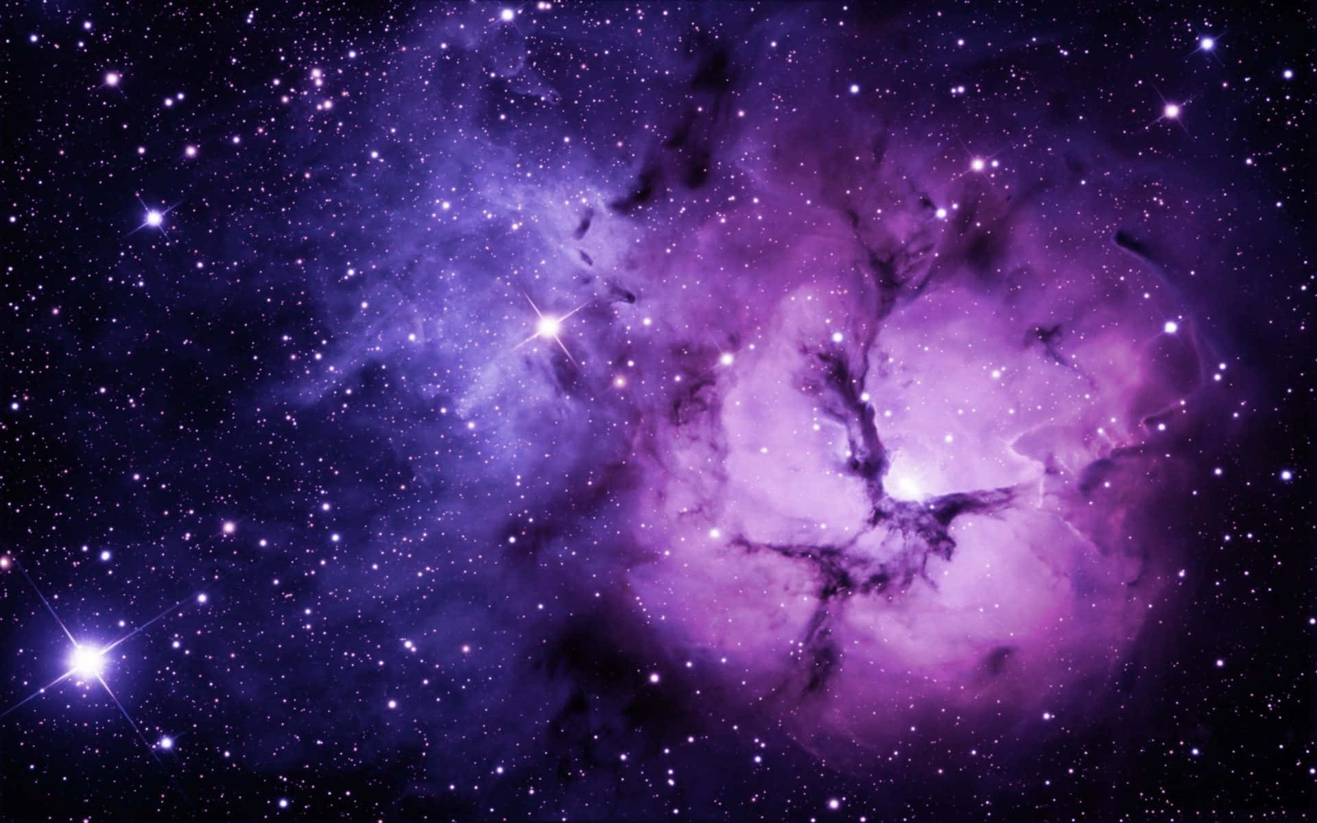 Experience a breathtaking cosmic journey with this purple space background