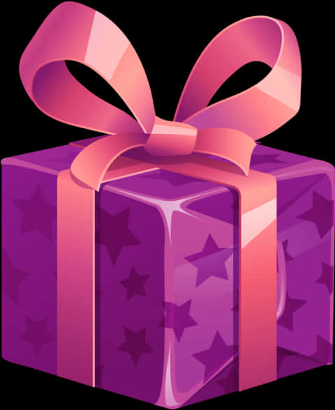 Purple Star Gift Box PNG