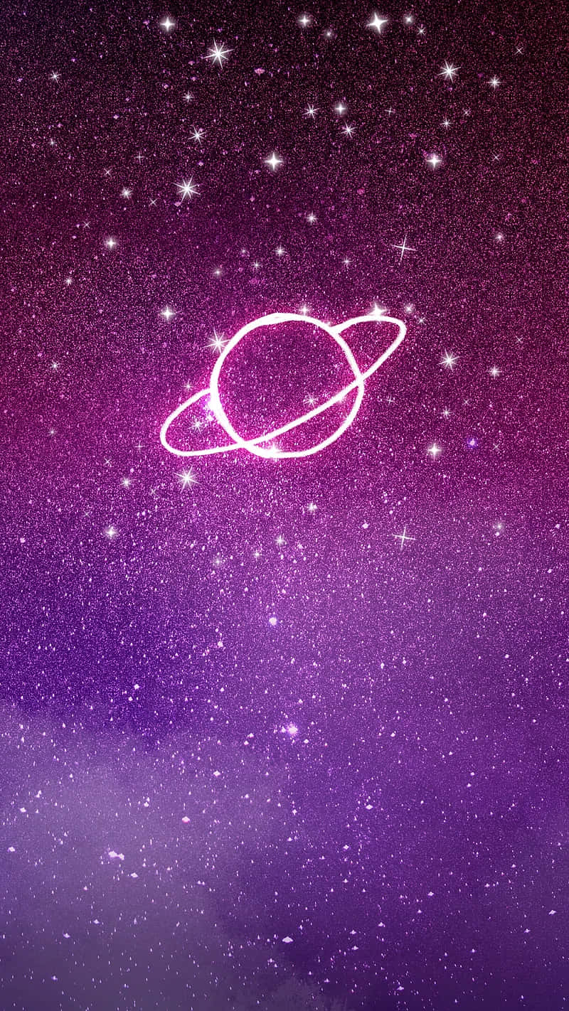 Purple Starry Space With Planet Illustration Wallpaper