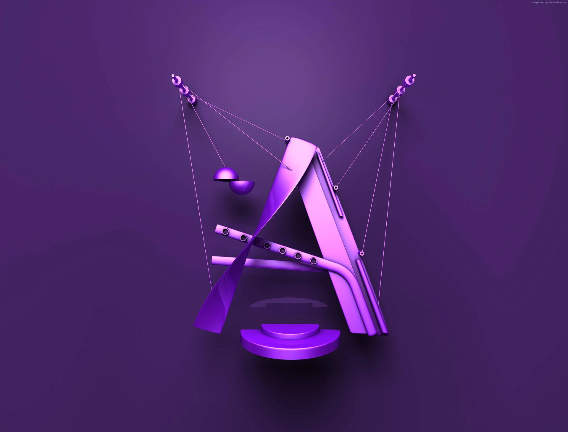 Purple Strings Letter A Picture