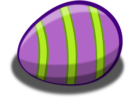 Purple Striped Easter Egg Illustration PNG