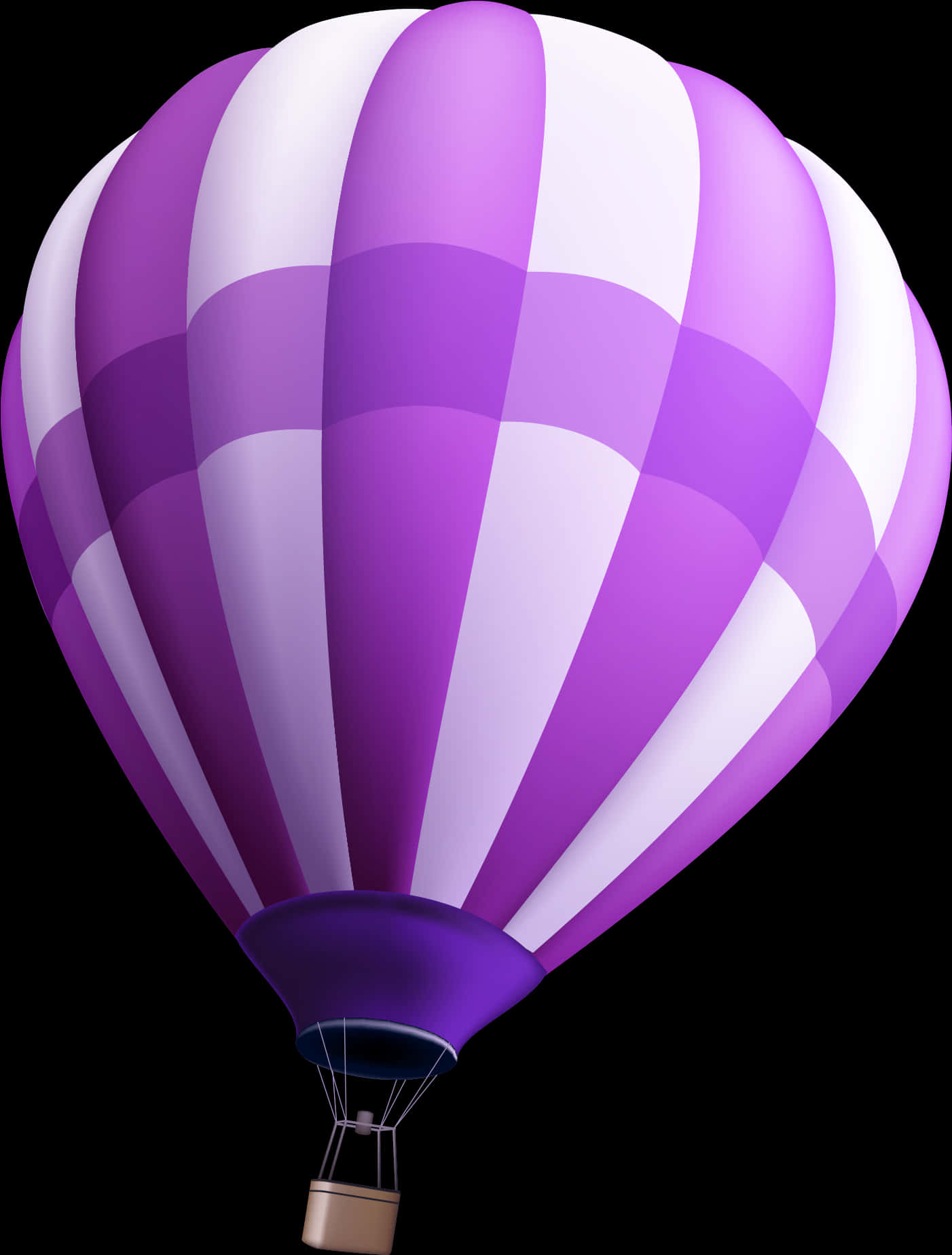 Purple Striped Hot Air Balloon PNG