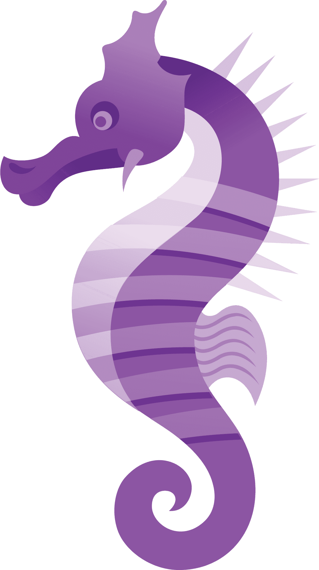 Purple Striped Seahorse Illustration PNG