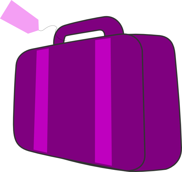 Purple Striped Suitcase Illustration PNG