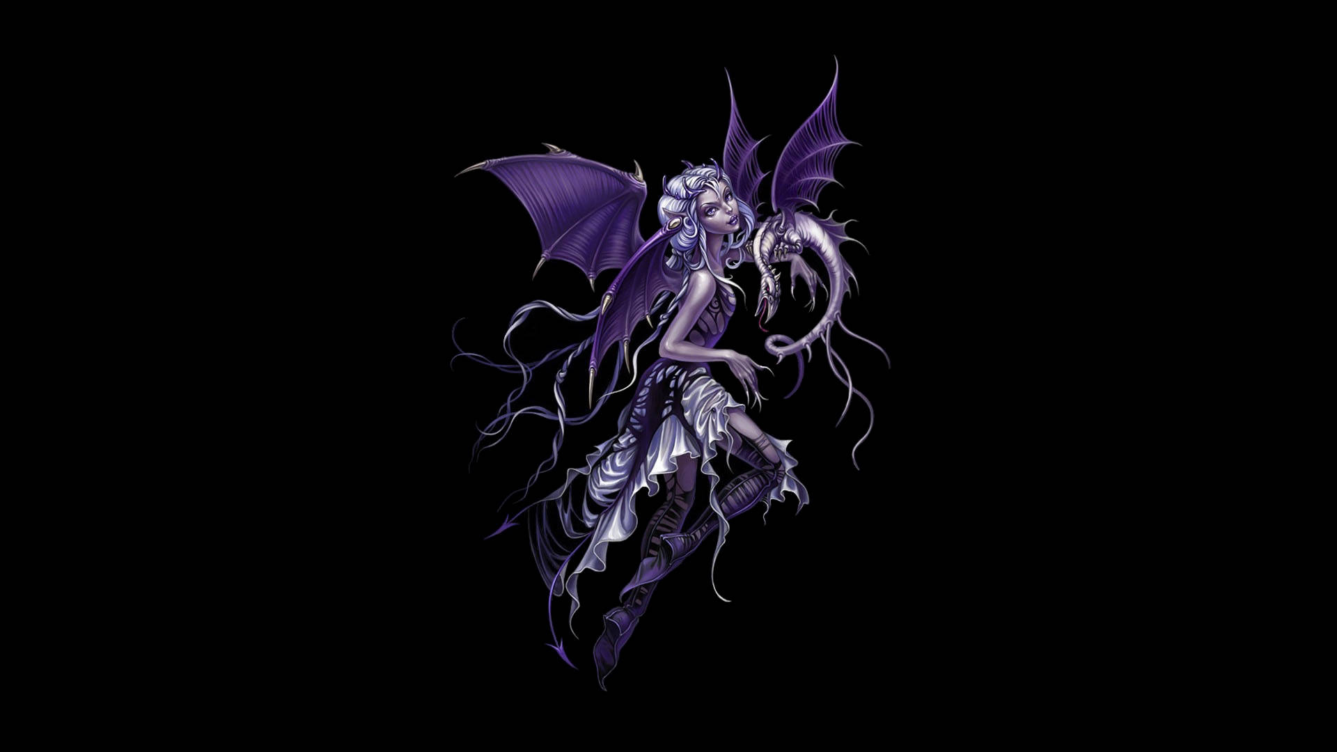 Purple Succubus With Baby Dragon Wallpaper