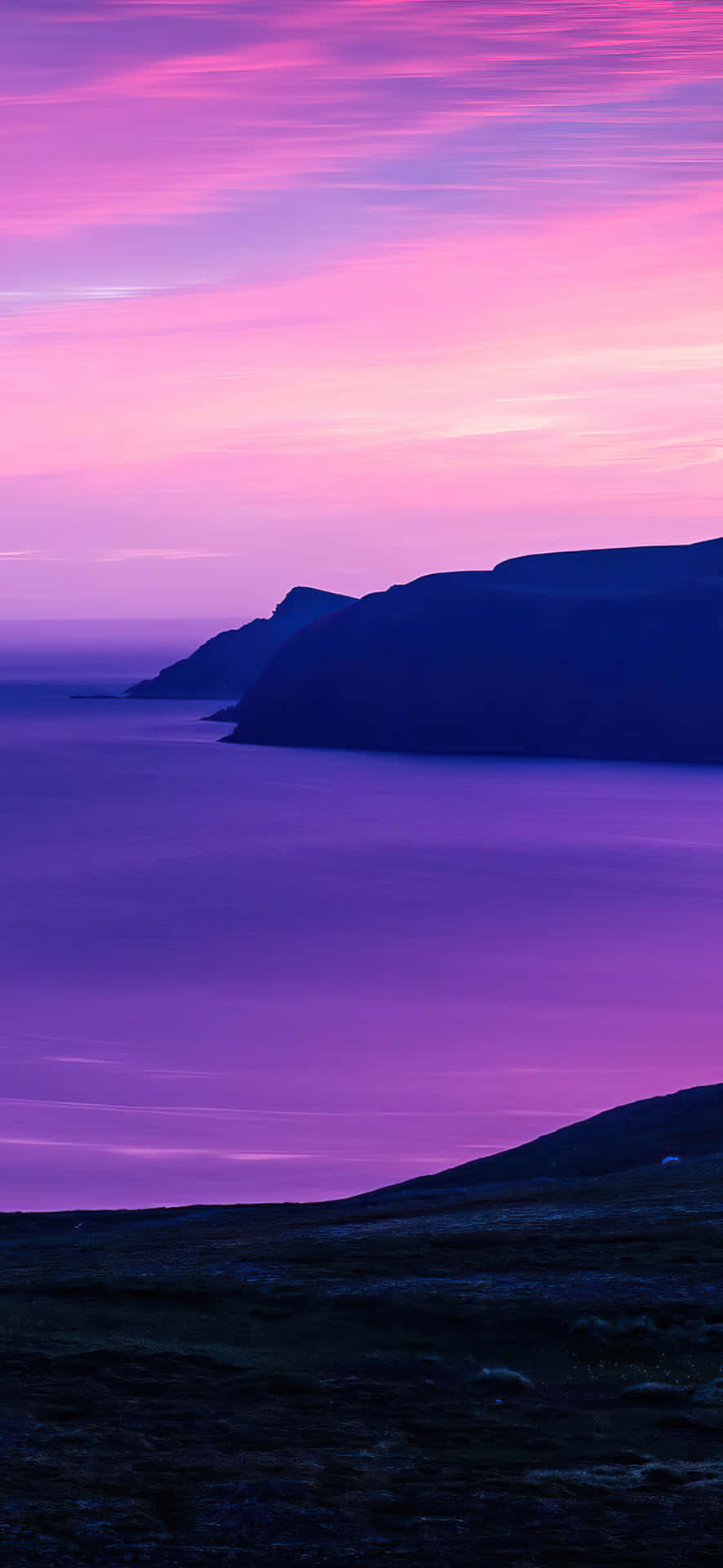 Purple Sunset Coastline Landscape Wallpaper