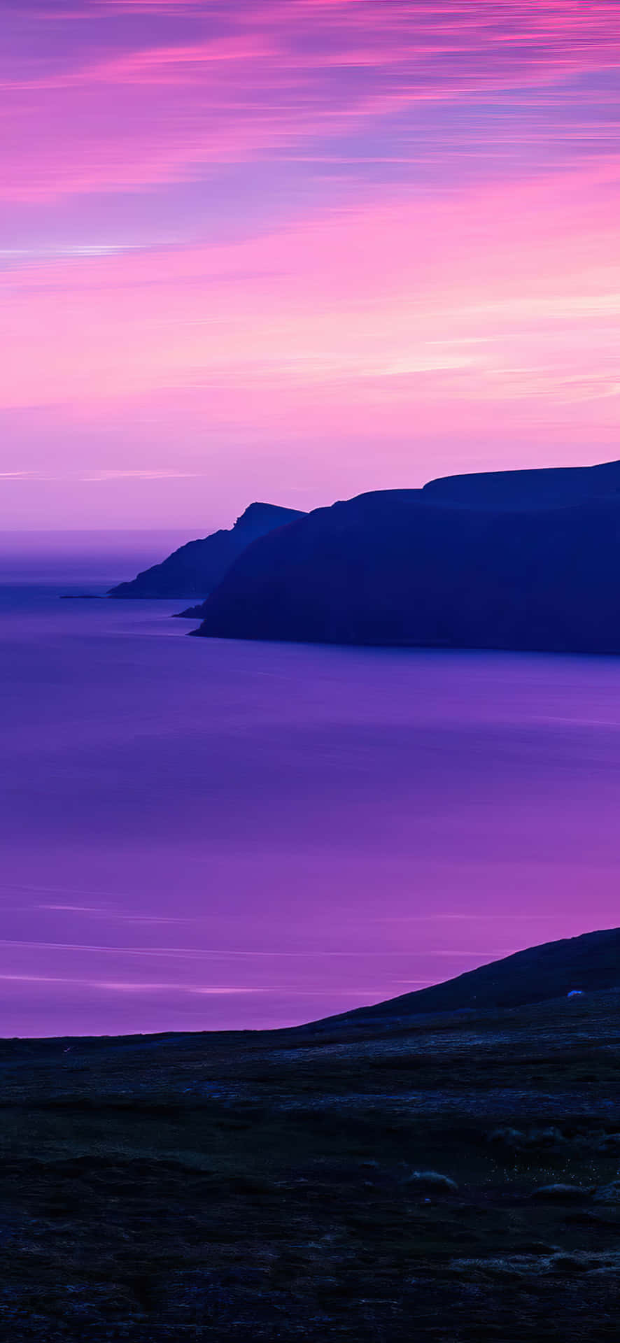 Download Purple Sunset Coastline Landscape Wallpaper | Wallpapers.com