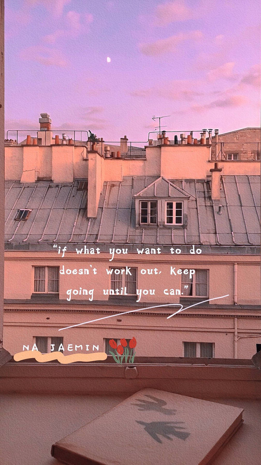Purple Sunset Cute Positive Quotes Wallpaper