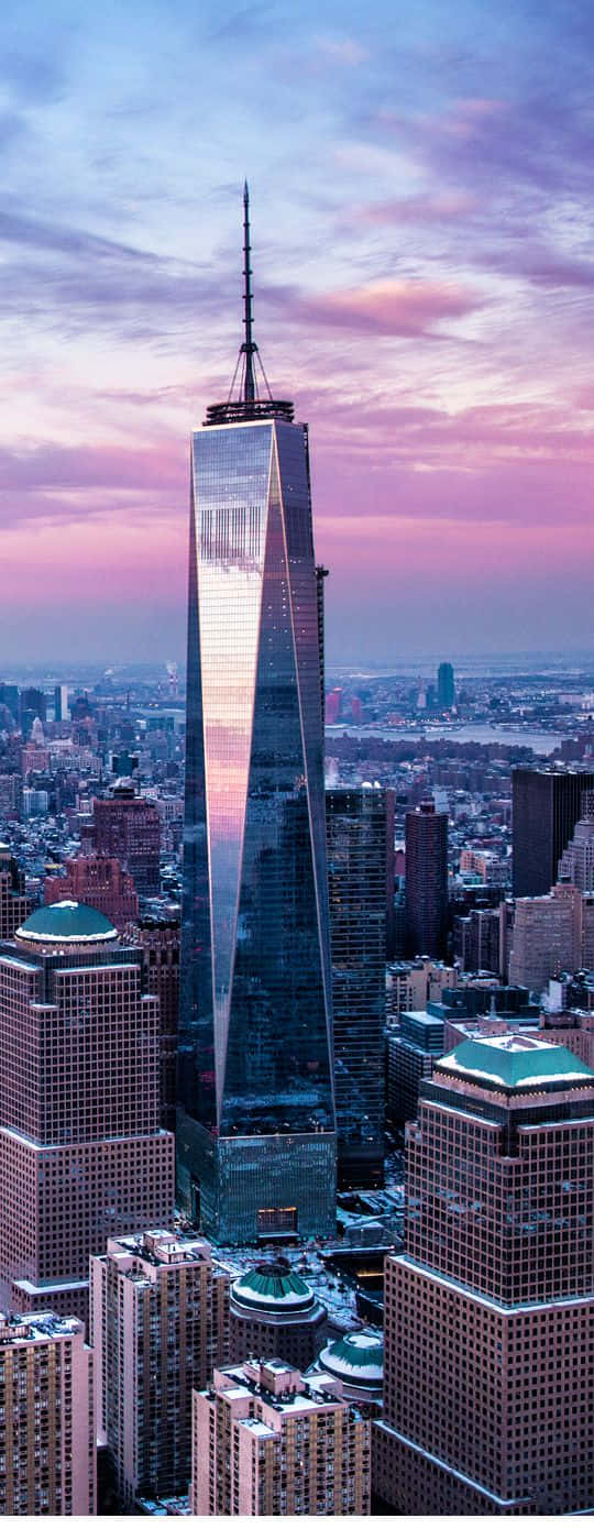 Purple Sunset Freedom Tower Skyscraper Wallpaper