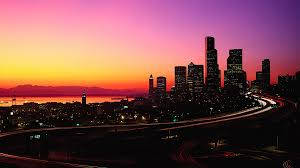 Purple Sunset Seattle Skyline Wallpaper