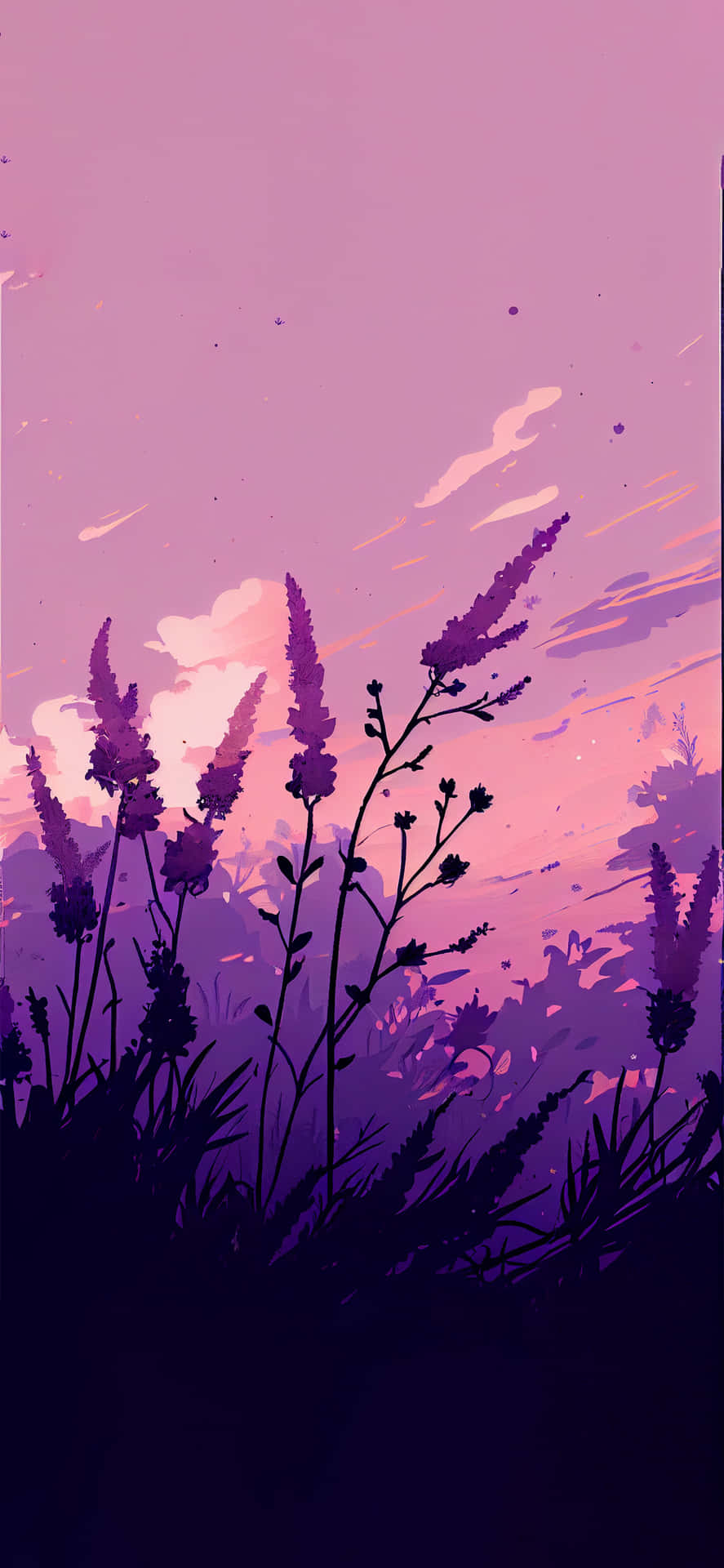 Purple Sunset Silhouette Aesthetic Wallpaper