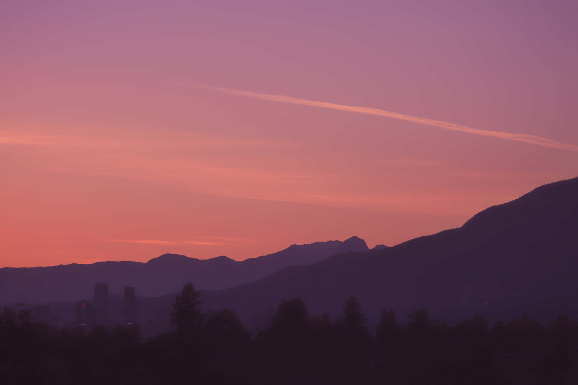 Purple Sunset Silhouette Wallpaper