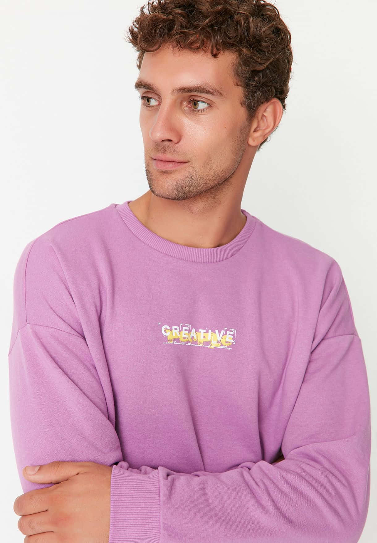 Stay cozy and stylish with this Purple Sweatshirt Wallpaper