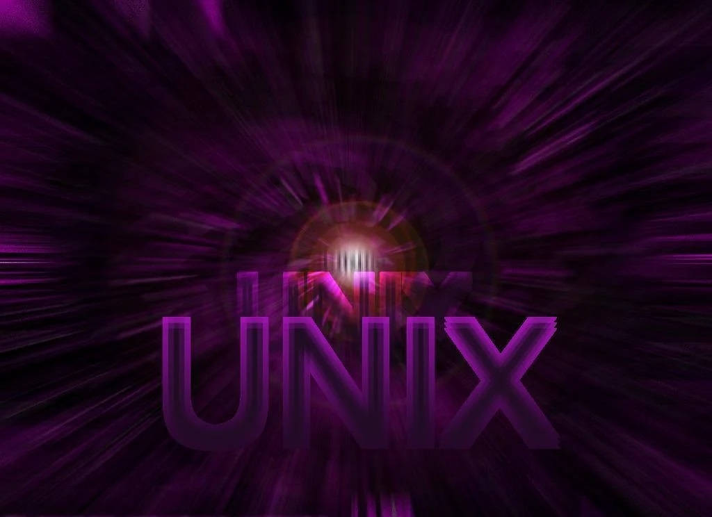Purple-Themed Unix Operating System Logo Wallpaper