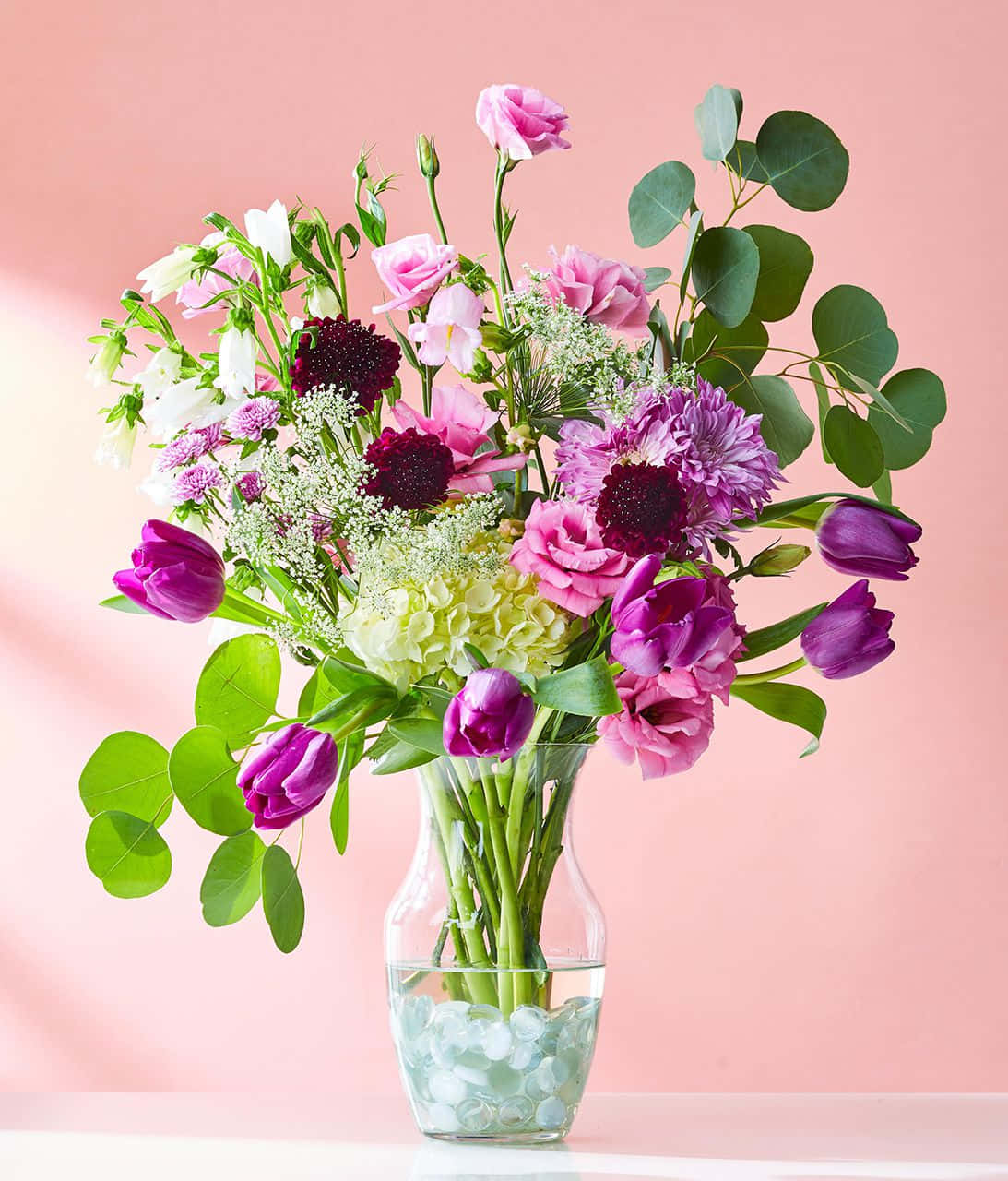 Purple-themed Vase Of Flowers Picture