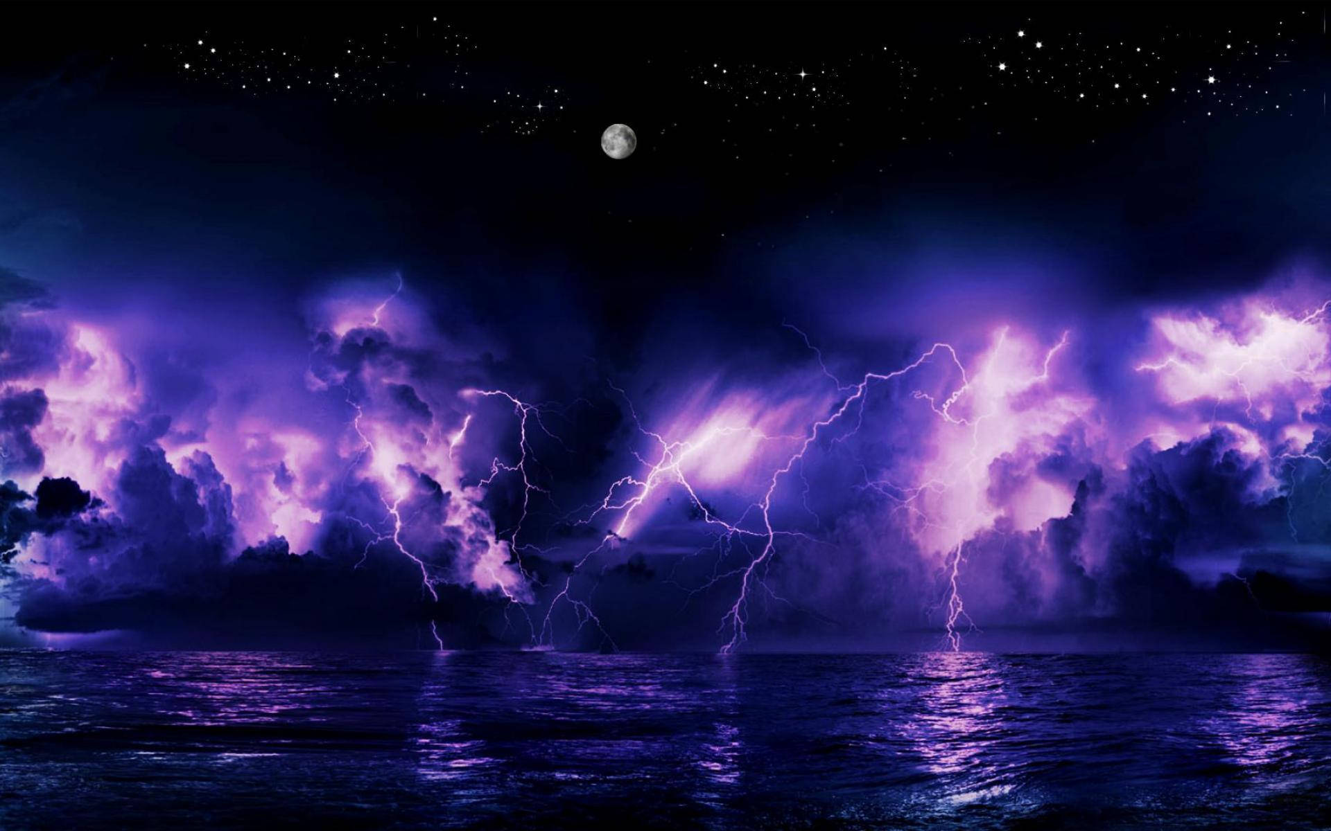 Purple Thunderstorm Over Water Wallpaper