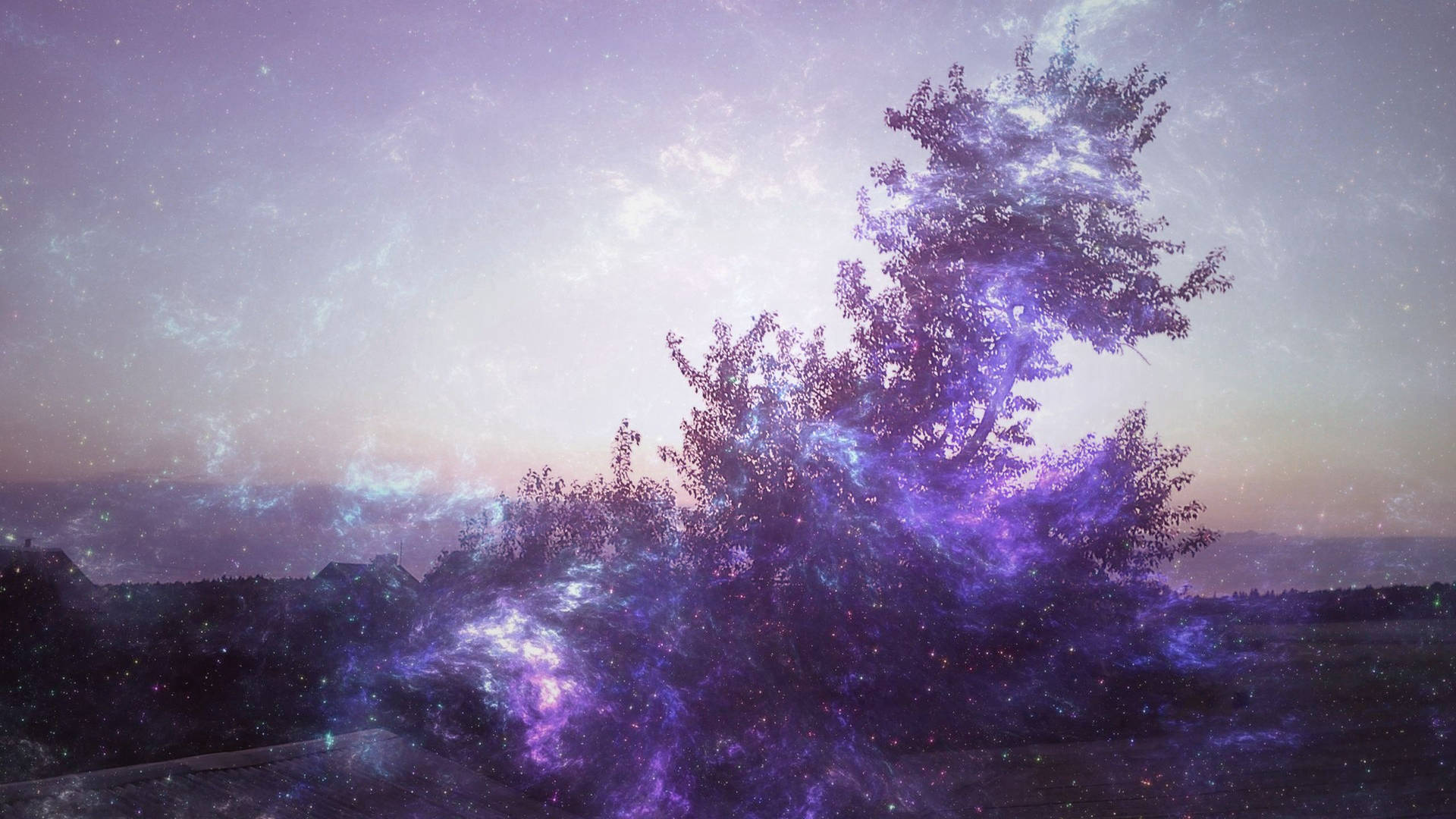 Purple Tree Background Wallpaper