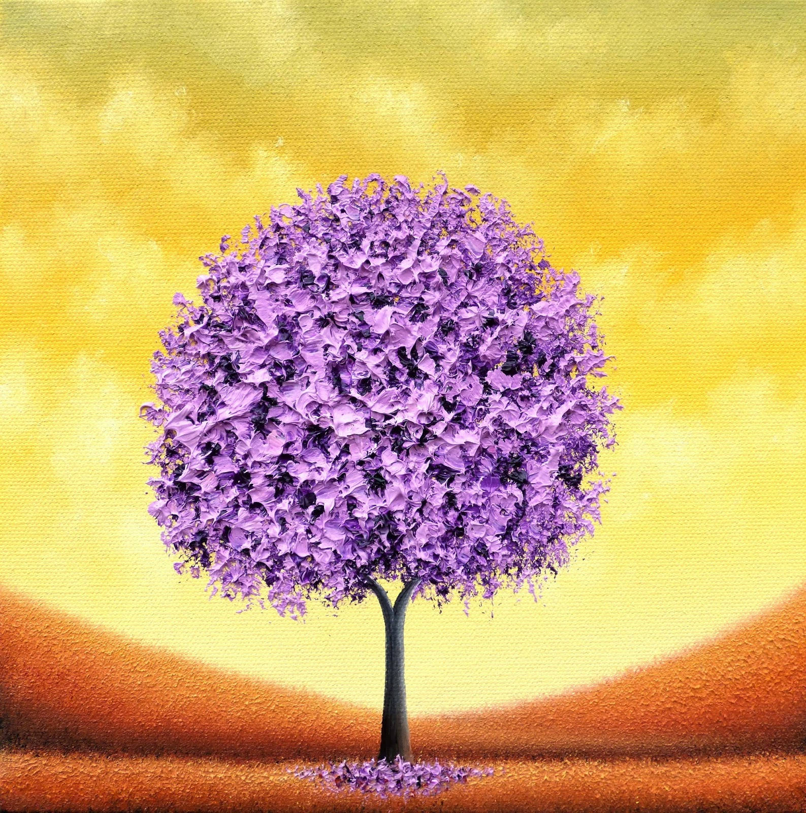 Purple Tree Oil Painting Wallpaper