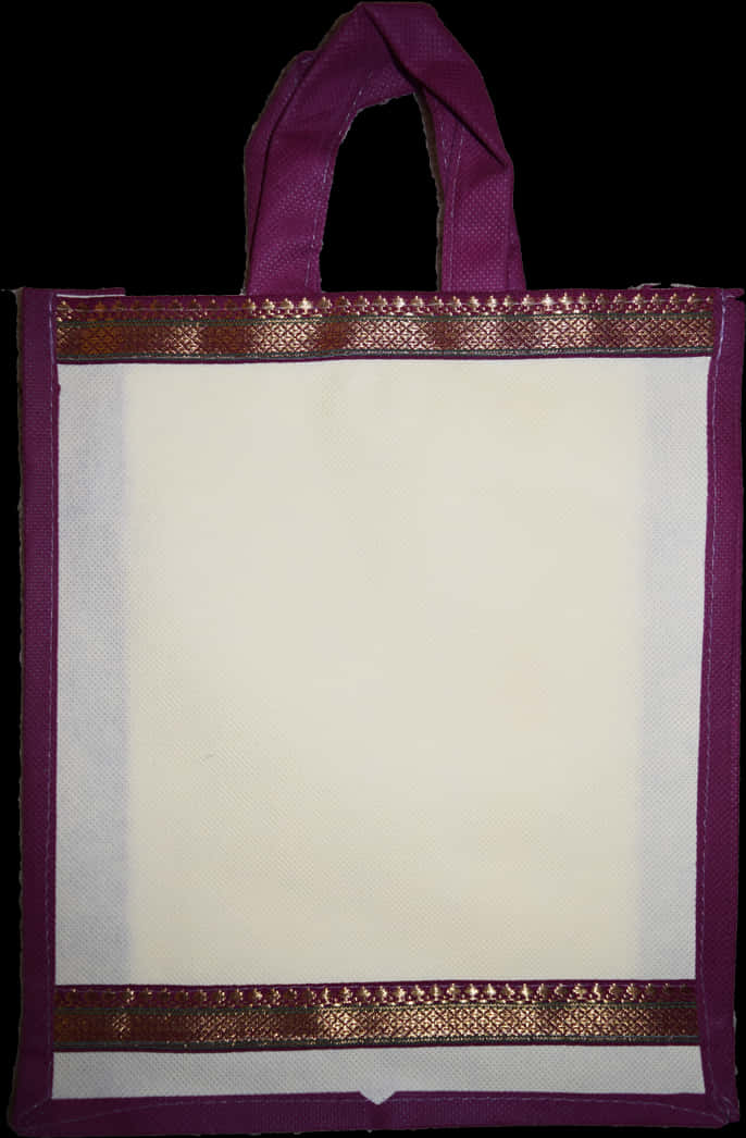 Purple Trimmed Tote Bag PNG