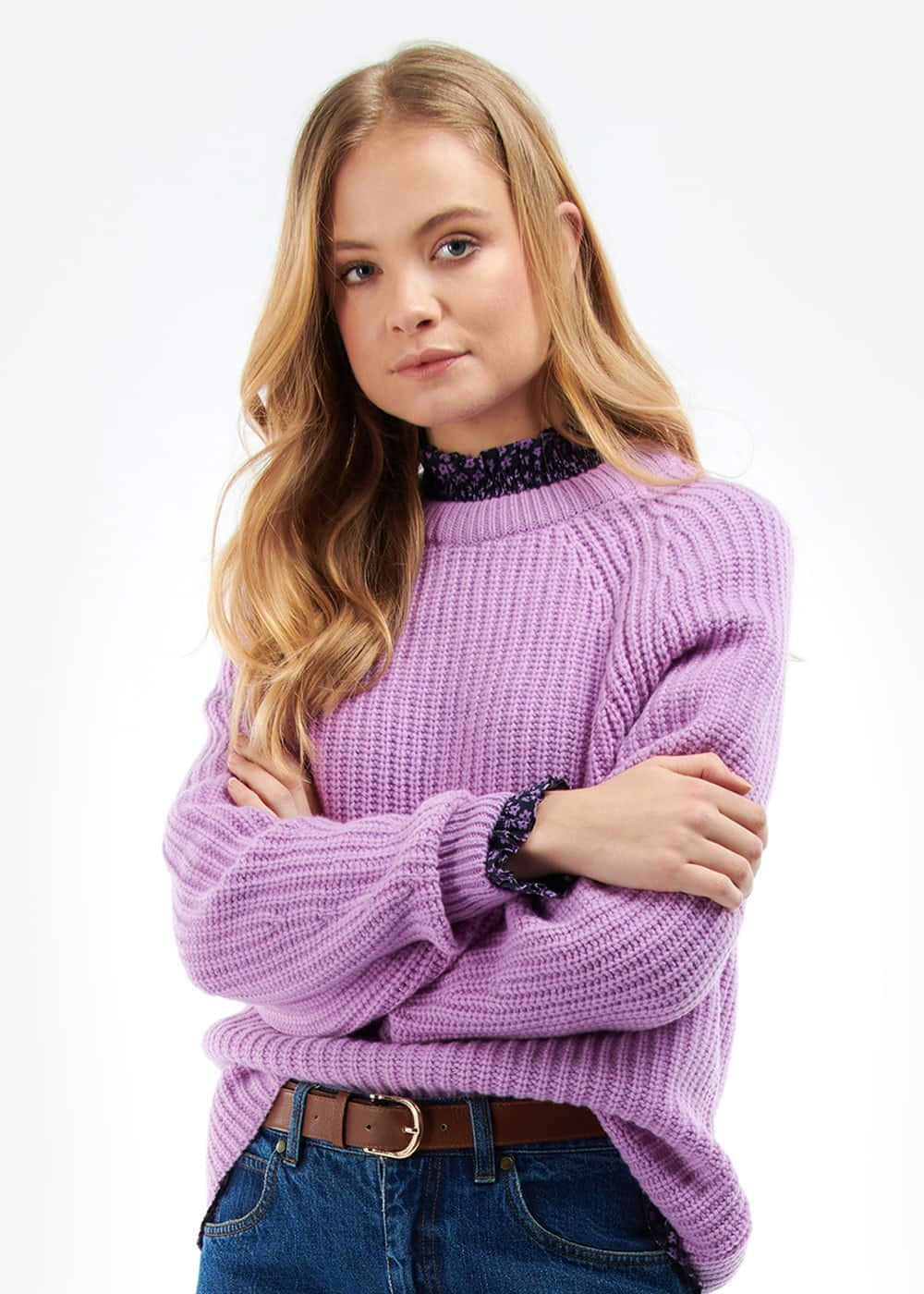 Look fabulous in this stylish purple turtleneck sweater Wallpaper