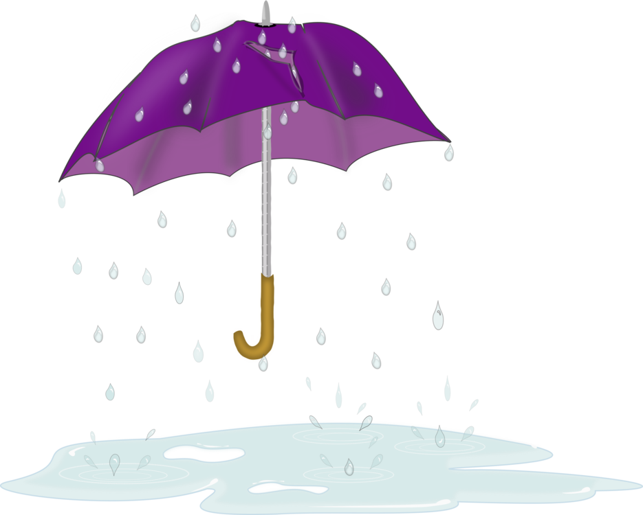 Purple Umbrella Rain Drops PNG