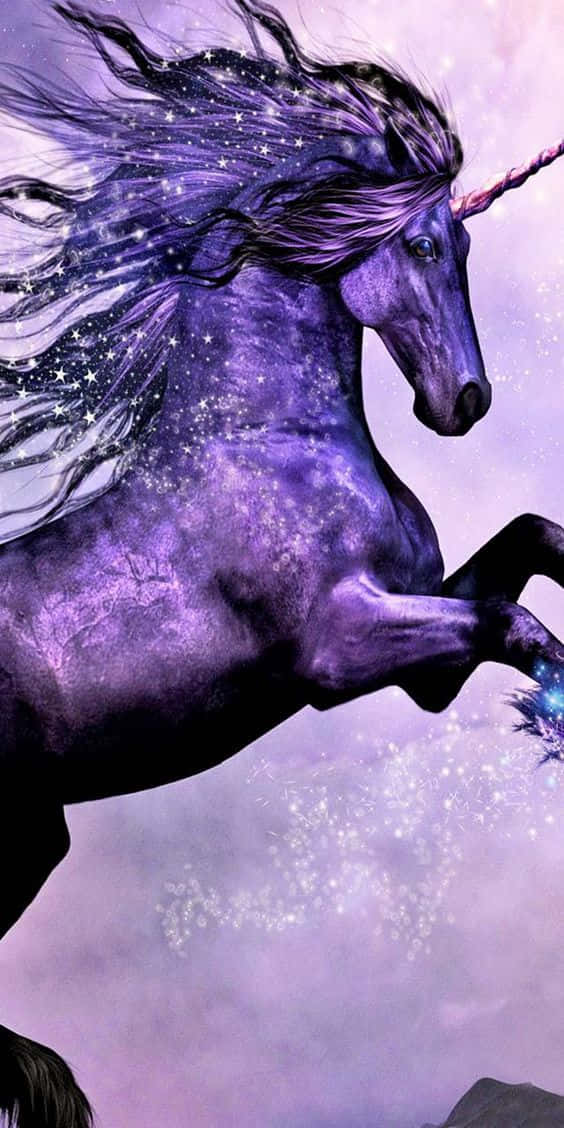 Purple Unicorn Flying Wallpaper