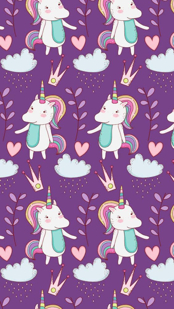 Purple Unicorn Pattern Wallpaper