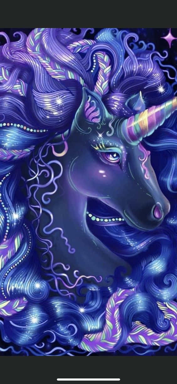 Purple Unicorn Long Hair Wallpaper
